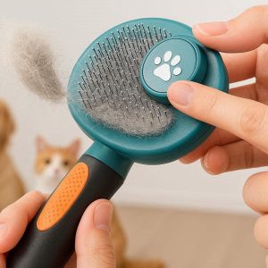 Self Cleaning Slicker Brush For Quick Hair Removal And Mess Free Grooming Of Dogs And Cats